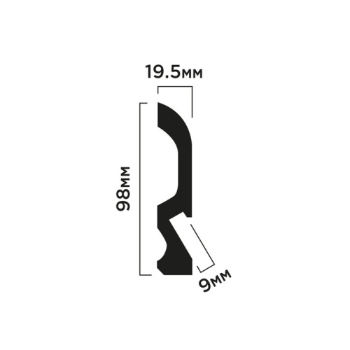 Плинтус ПОЛИСТИРОЛ HI WOOD под подсветку 98,0мм х 19,5мм